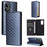 For ZTE Blade A33S Case Rhombus Imprinted Leather Wallet Phone Cover - Blue - 5