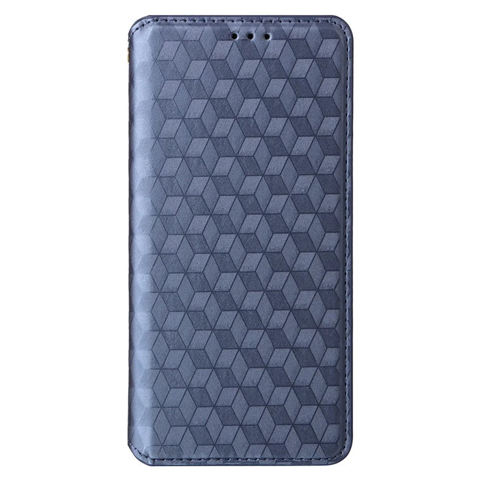For ZTE Blade A33S Case Rhombus Imprinted Leather Wallet Phone Cover - Blue - 7