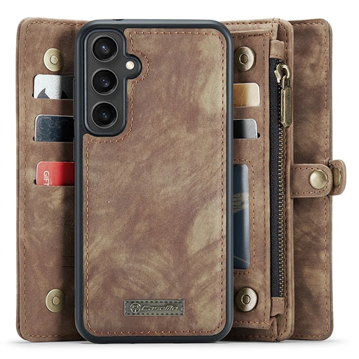 For Samsung Galaxy S23 FE Phone Cases CASEME 008 Leather Cover with Detachable Wallet and Strap - Brown - 2