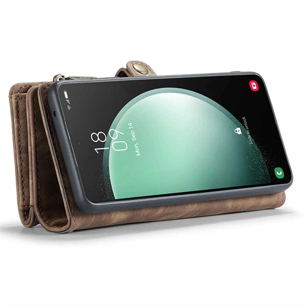 For Samsung Galaxy S23 FE Phone Cases CASEME 008 Leather Cover with Detachable Wallet and Strap - Brown - 4