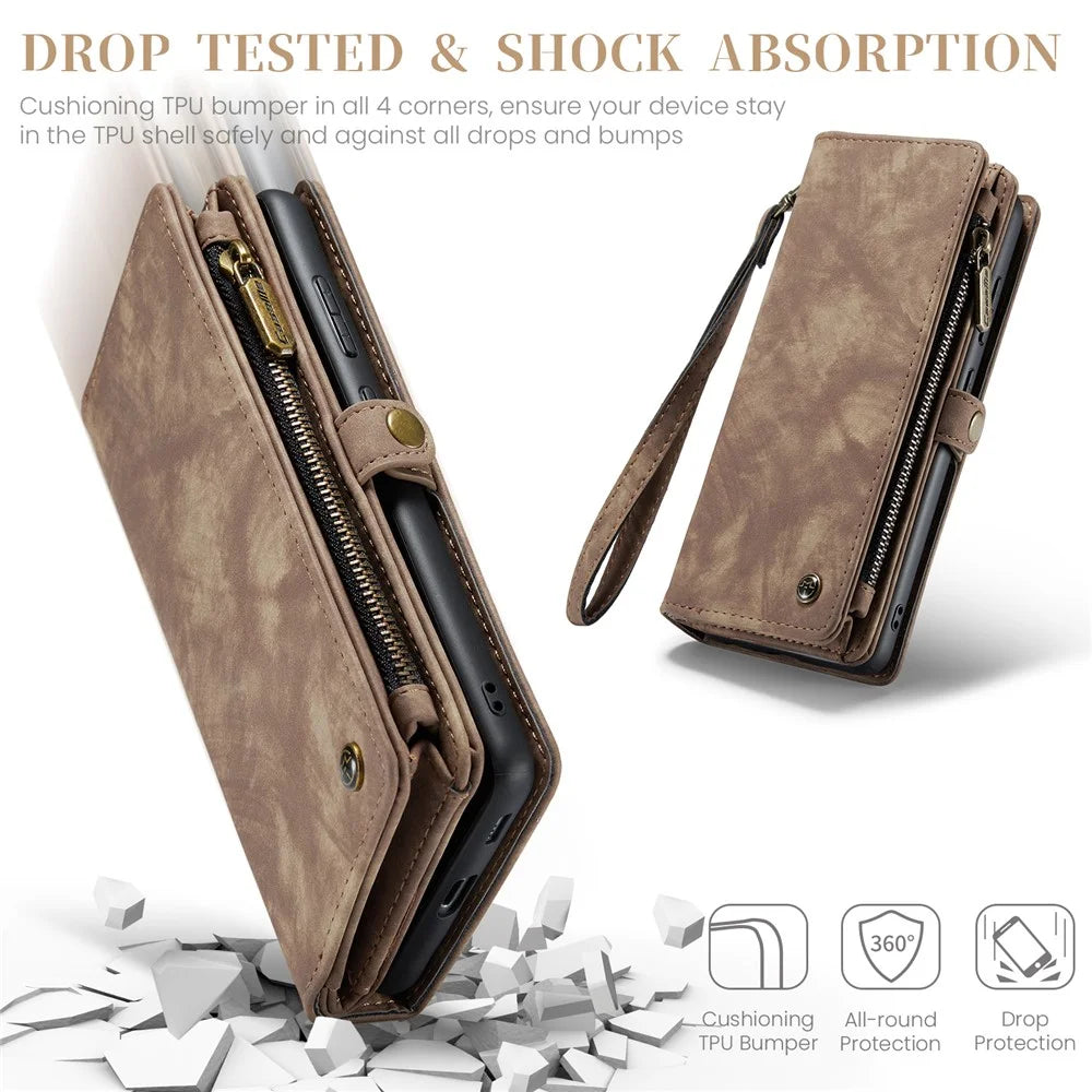 For Samsung Galaxy S23 FE Phone Cases CASEME 008 Leather Cover with Detachable Wallet and Strap - Brown - 7