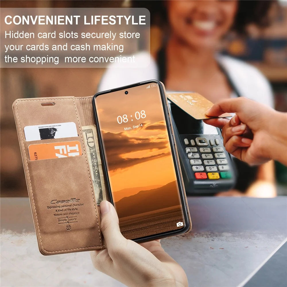 CASEME 013 Series For Realme 11 Pro 5G / 11 Pro+ 5G Case PU Leather Wallet Phone Cover - Brown - 7