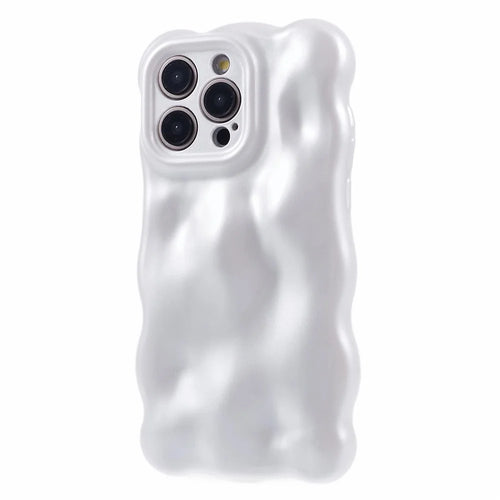 For iPhone 15 Pro Max TPU Phone Case Rugged Phone Cover with Wavy Edge - Pearly White - 1