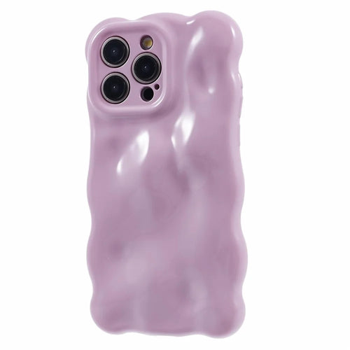 For iPhone 13 Pro TPU Case Wavy Edge Macaron Color Mobile Phone Cover - Light Purple - 1