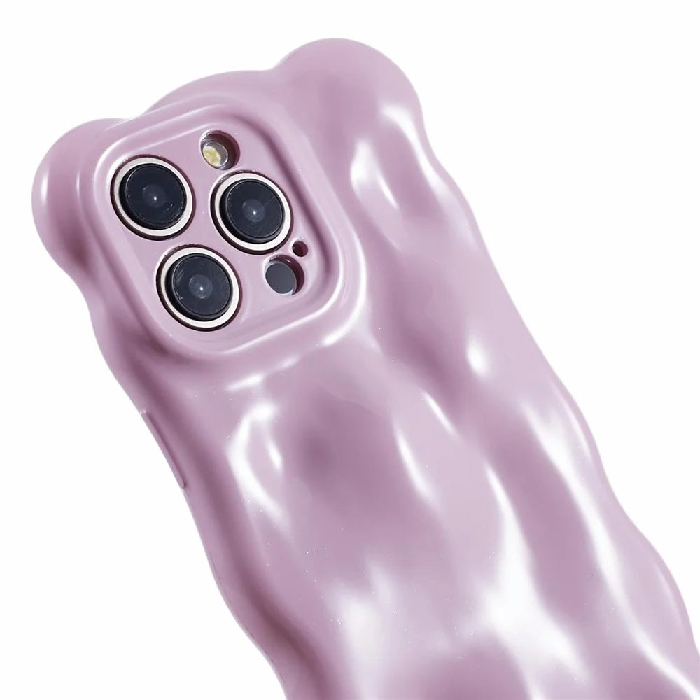 For iPhone 13 Pro TPU Case Wavy Edge Macaron Color Mobile Phone Cover - Light Purple - 6