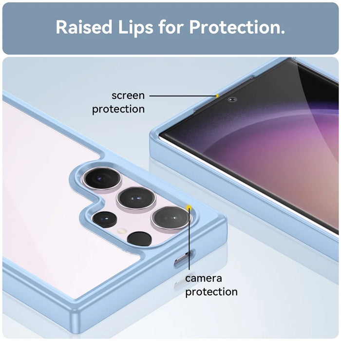 For Samsung Galaxy S24 Ultra Case TPU + Acrylic Shockproof Smart Phone Cover - Blue - 6