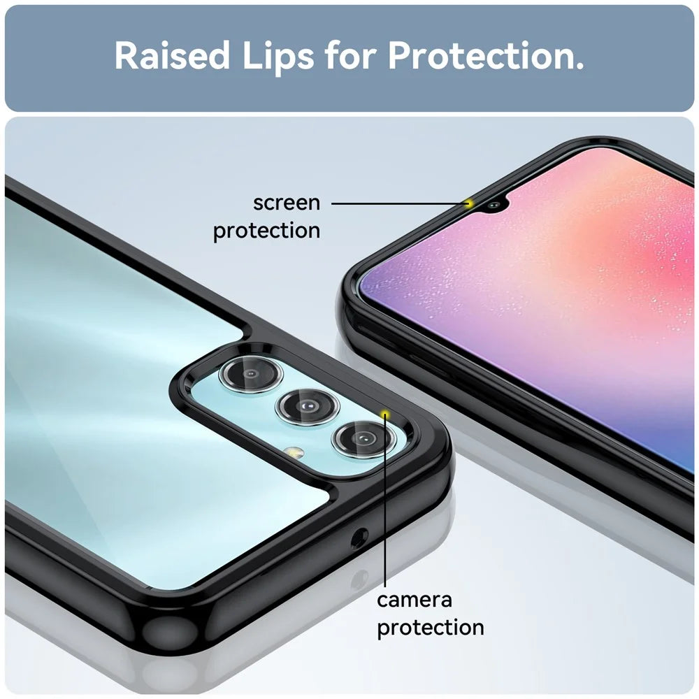 For Samsung Galaxy A25 5G (Global) (161.0 x 76.5 x 8.3mm) Case TPU+Acrylic Shockproof Smart Phone Cover - Black - 6