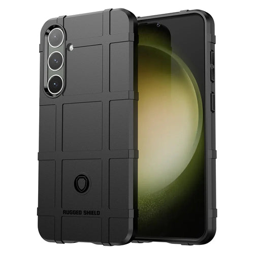 For Samsung Galaxy S24+ Case Shockproof Square Grid Texture TPU Phone Cover Shell - Black - 1