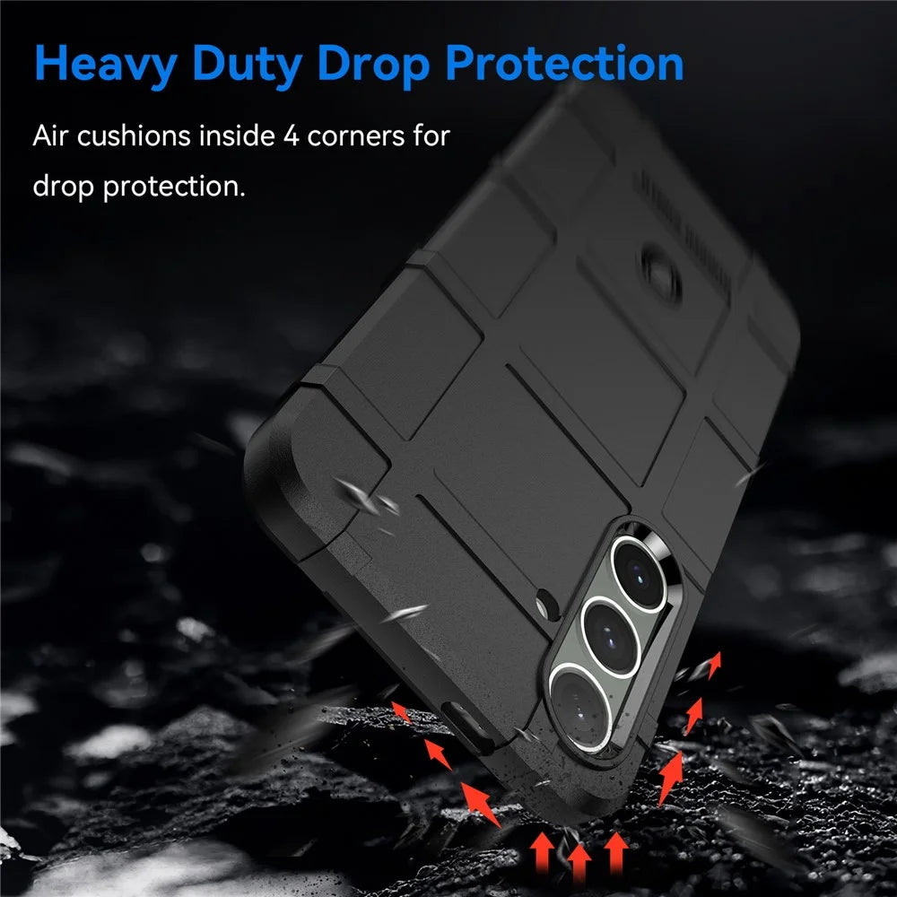 For Samsung Galaxy S24+ Case Shockproof Square Grid Texture TPU Phone Cover Shell - Black - 3