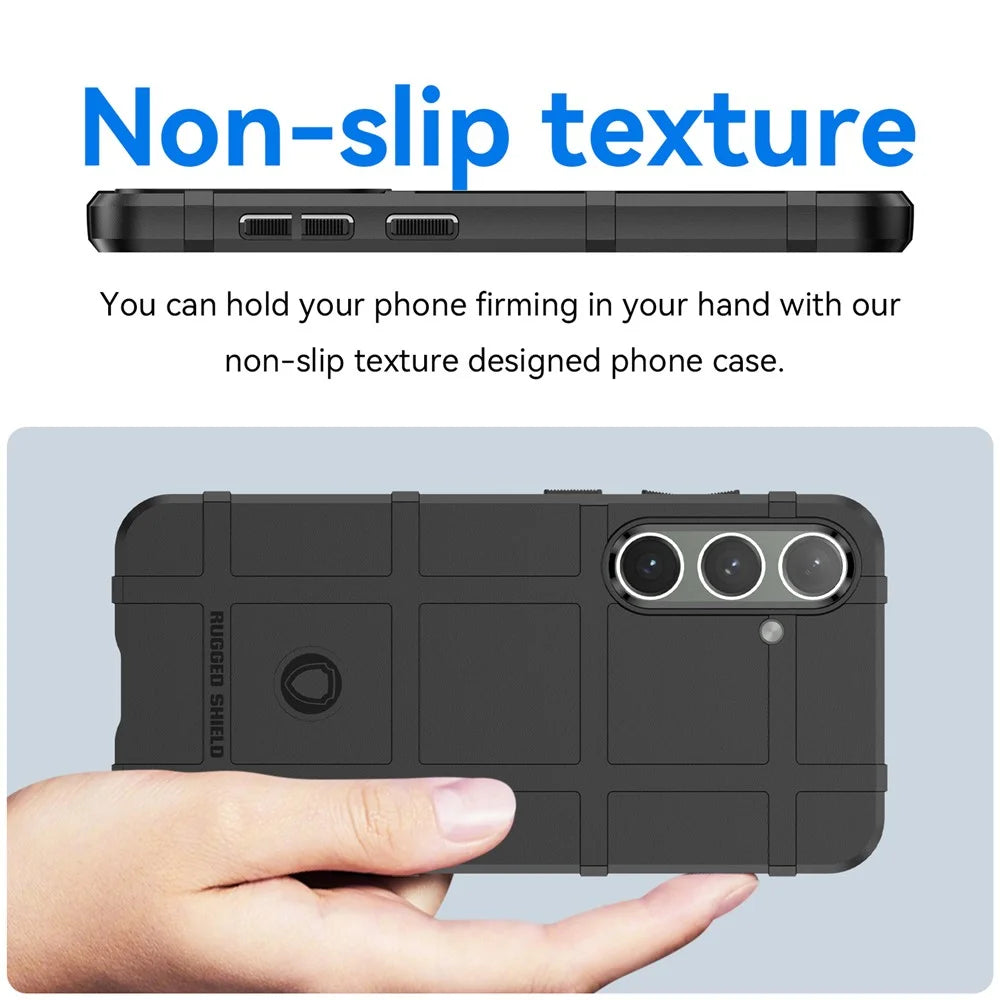 For Samsung Galaxy S24+ Case Shockproof Square Grid Texture TPU Phone Cover Shell - Black - 4