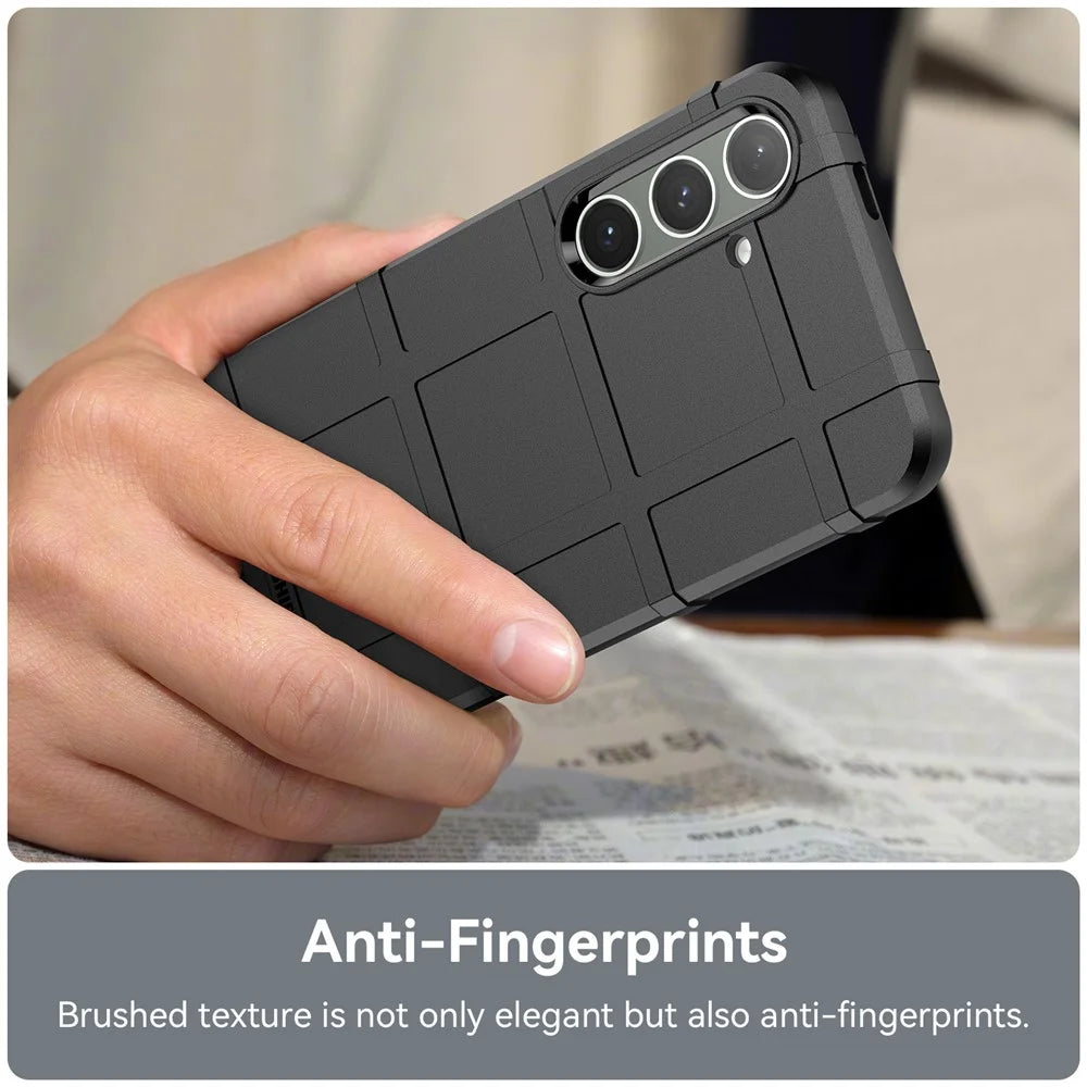 For Samsung Galaxy S24+ Case Shockproof Square Grid Texture TPU Phone Cover Shell - Black - 5