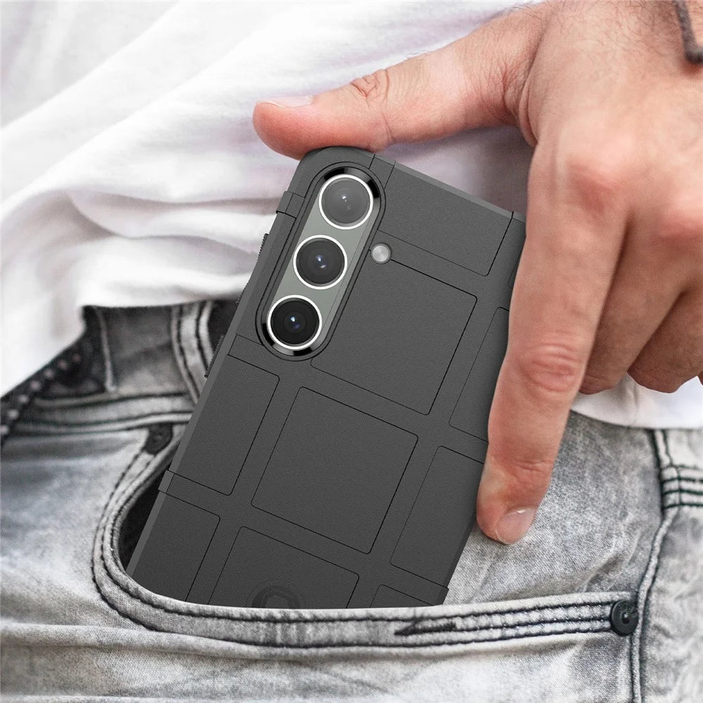 For Samsung Galaxy S24+ Case Shockproof Square Grid Texture TPU Phone Cover Shell - Black - 7