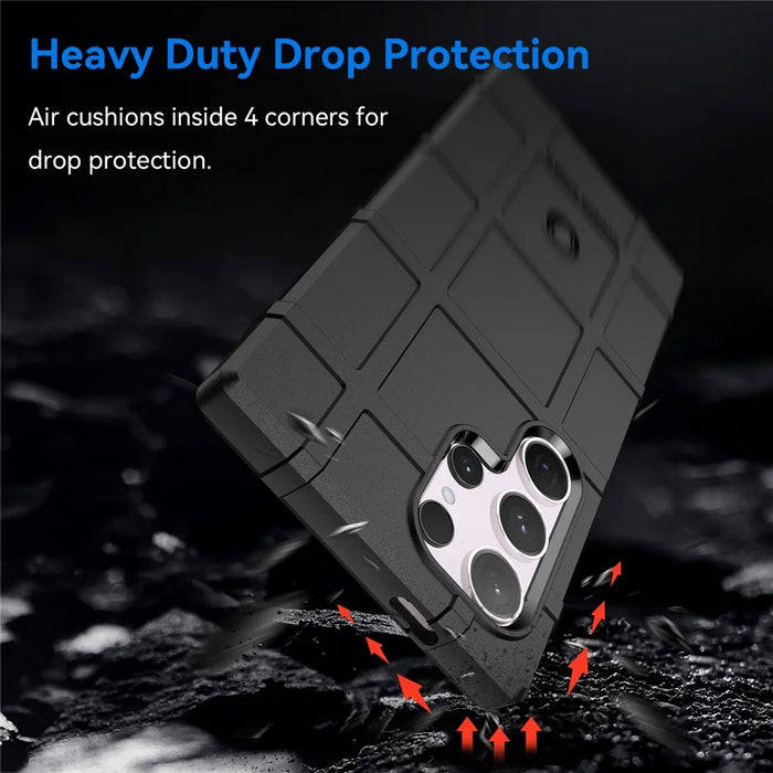 For Samsung Galaxy S24 Ultra TPU Phone Cover Shockproof Phone Case with Square Grid Texture - Black - 3