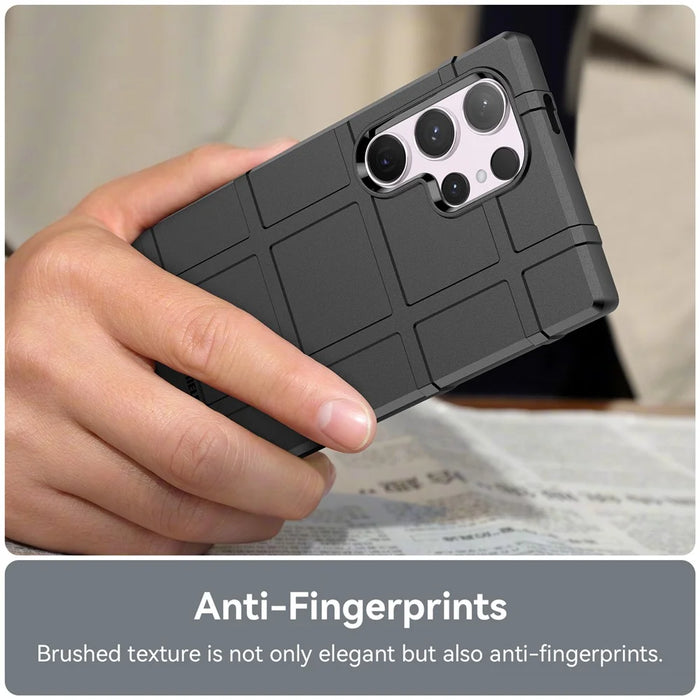 For Samsung Galaxy S24 Ultra TPU Phone Cover Shockproof Phone Case with Square Grid Texture - Black - 5
