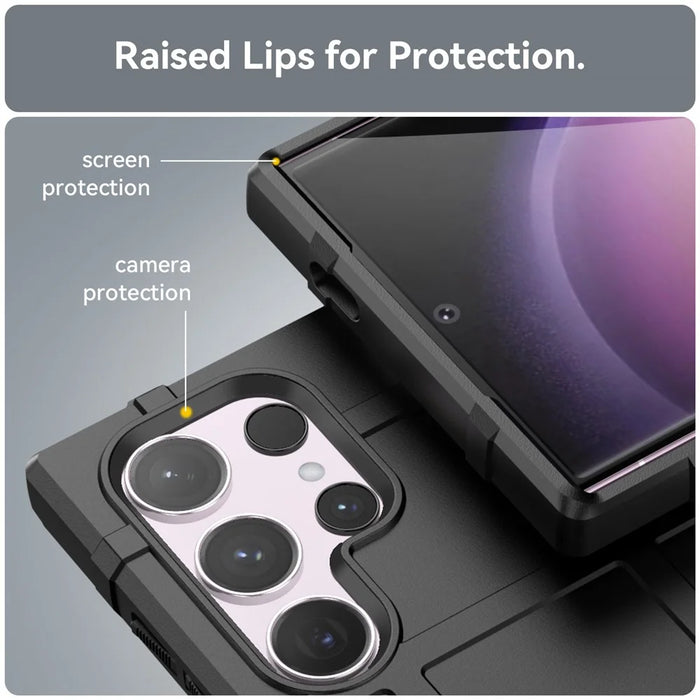 For Samsung Galaxy S24 Ultra TPU Phone Cover Shockproof Phone Case with Square Grid Texture - Black - 6