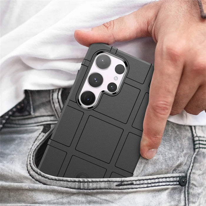 For Samsung Galaxy S24 Ultra TPU Phone Cover Shockproof Phone Case with Square Grid Texture - Black - 7