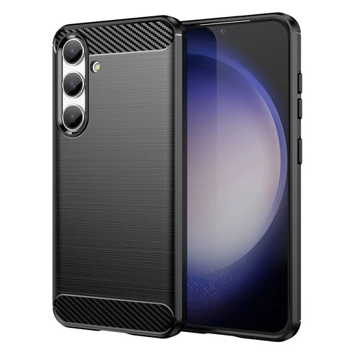 For Samsung Galaxy S25 / S24 Case Phone Cover TPU Carbon Fiber Texture Slim-Fit Cell Phone Shell - Black - 1