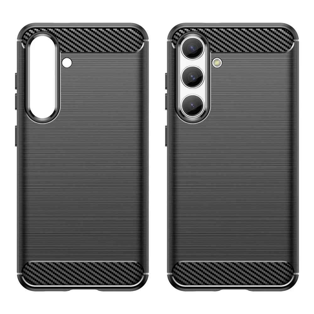 For Samsung Galaxy S25 / S24 Case Phone Cover TPU Carbon Fiber Texture Slim-Fit Cell Phone Shell - Black - 2