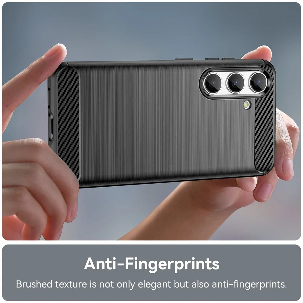 For Samsung Galaxy S25 / S24 Case Phone Cover TPU Carbon Fiber Texture Slim-Fit Cell Phone Shell - Black - 5