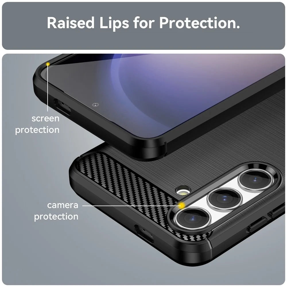 For Samsung Galaxy S25 / S24 Case Phone Cover TPU Carbon Fiber Texture Slim-Fit Cell Phone Shell - Black - 6