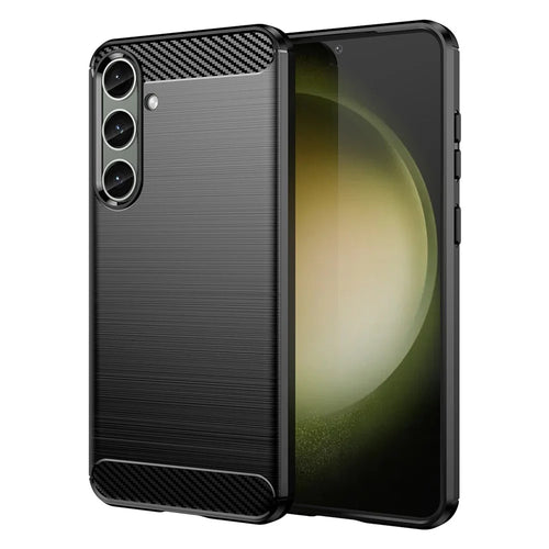 For Samsung Galaxy S25+ / S24+ Mobile Phone Case Slim-Fit Cover TPU Carbon Fiber Texture Phone Shell - Black - 1