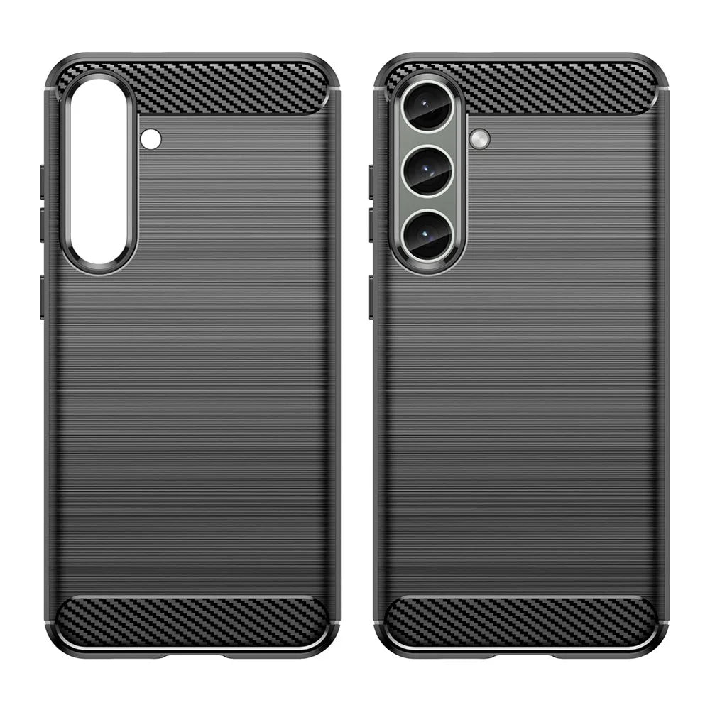 For Samsung Galaxy S25+ / S24+ Mobile Phone Case Slim-Fit Cover TPU Carbon Fiber Texture Phone Shell - Black - 2
