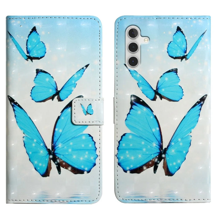 For Samsung Galaxy A05s 4G Case 3D Pattern Printing Wallet Phone Cover - Three Butterflies - 1