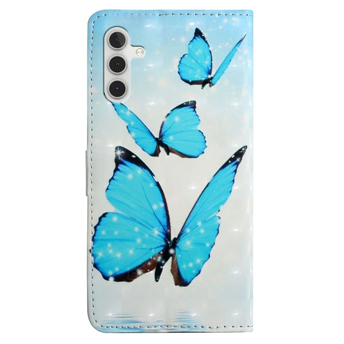 For Samsung Galaxy A05s 4G Case 3D Pattern Printing Wallet Phone Cover - Three Butterflies - 7