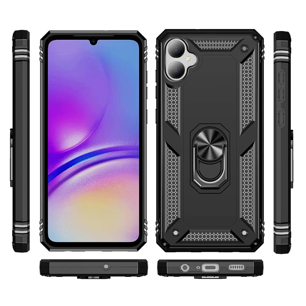 For Samsung Galaxy A05 4G Case Ring Kickstand TPU+PC Drop-proof Phone Cover - Black - 2