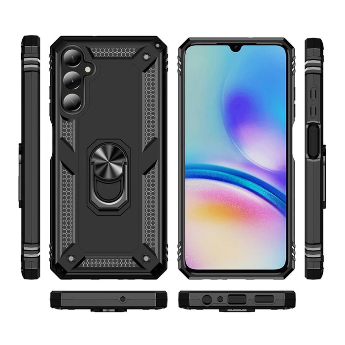 For Samsung Galaxy A05s 4G Case Ring Kickstand Anti-fall TPU+PC Phone Cover - Black - 2