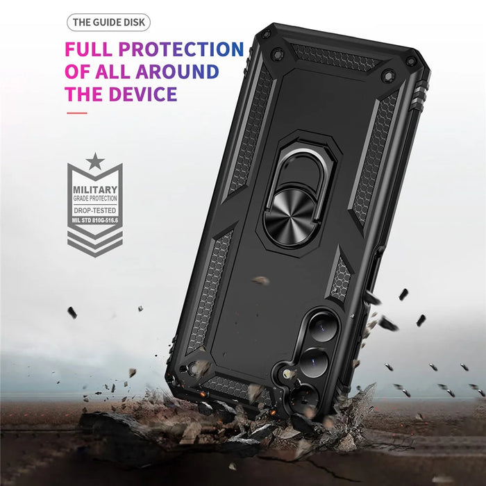 For Samsung Galaxy A05s 4G Case Ring Kickstand Anti-fall TPU+PC Phone Cover - Black - 5