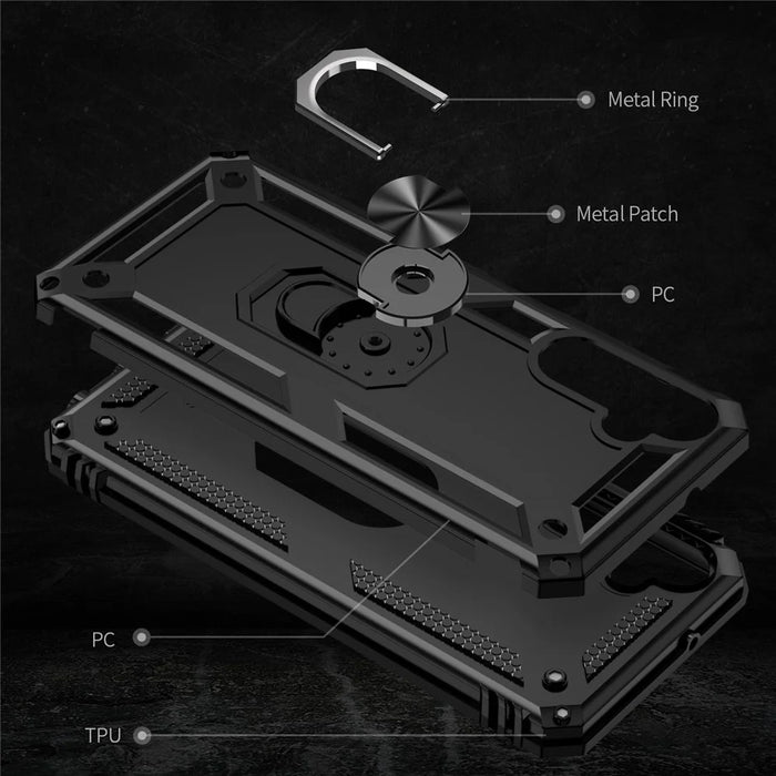 For Samsung Galaxy A05s 4G Case Ring Kickstand Anti-fall TPU+PC Phone Cover - Black - 7