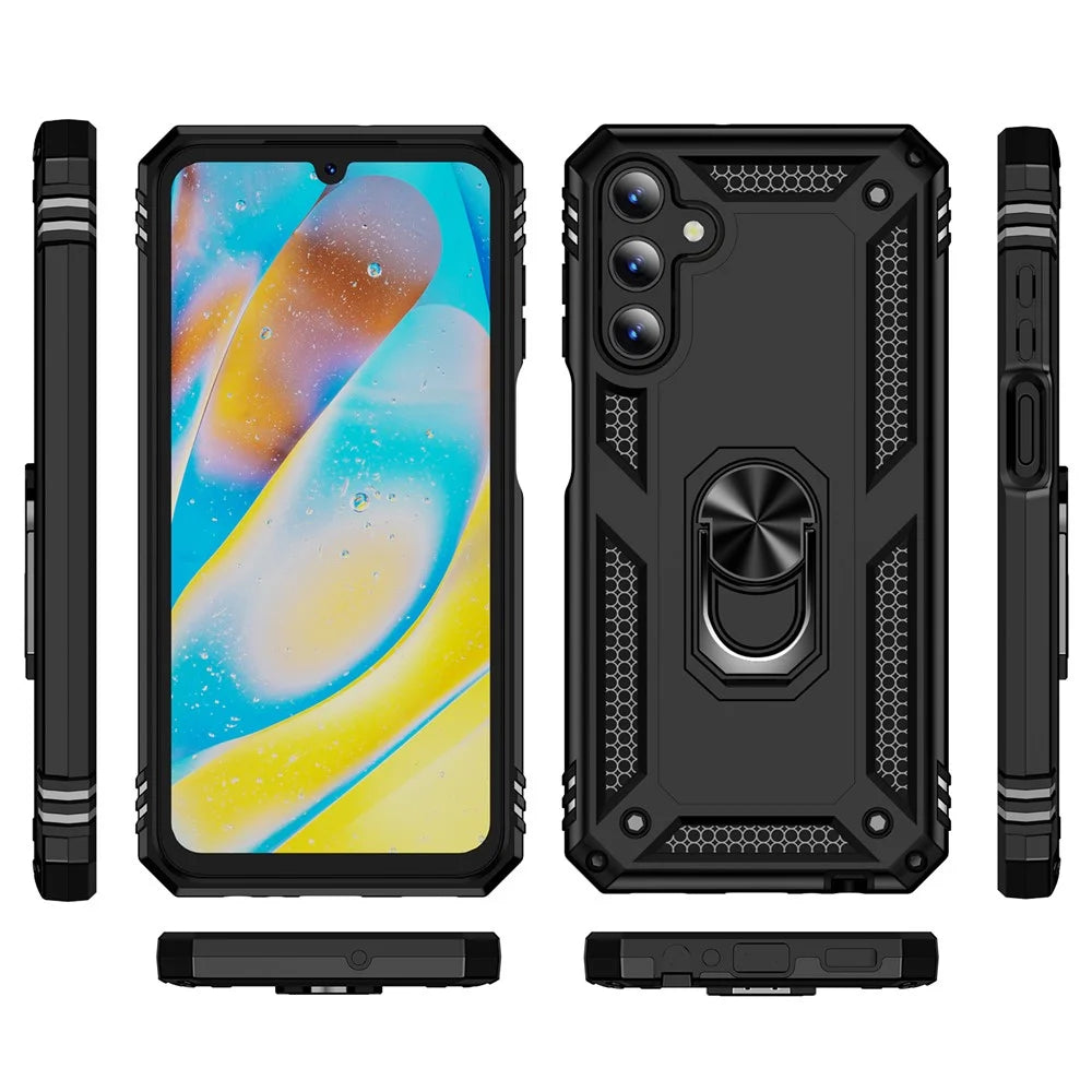 For Samsung Galaxy A15 5G Case PC+TPU Shockproof Phone Cover with Kickstand - Black - 2