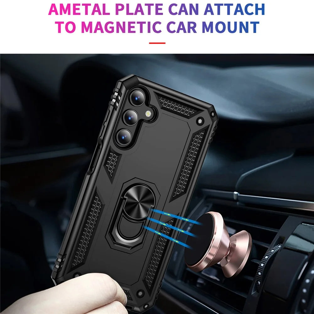 For Samsung Galaxy A15 5G Case PC+TPU Shockproof Phone Cover with Kickstand - Black - 3