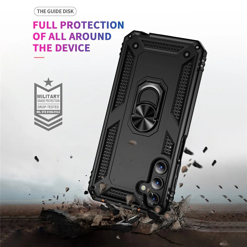 For Samsung Galaxy A15 5G Case PC+TPU Shockproof Phone Cover with Kickstand - Black - 4