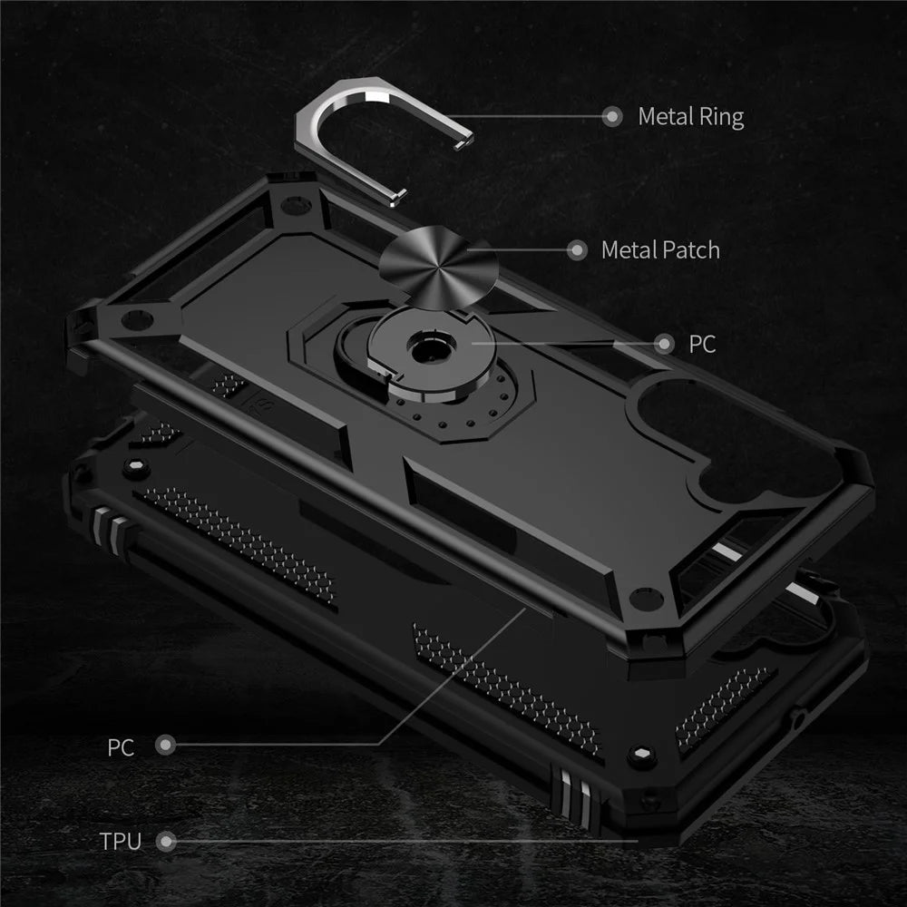 For Samsung Galaxy A15 5G Case PC+TPU Shockproof Phone Cover with Kickstand - Black - 7