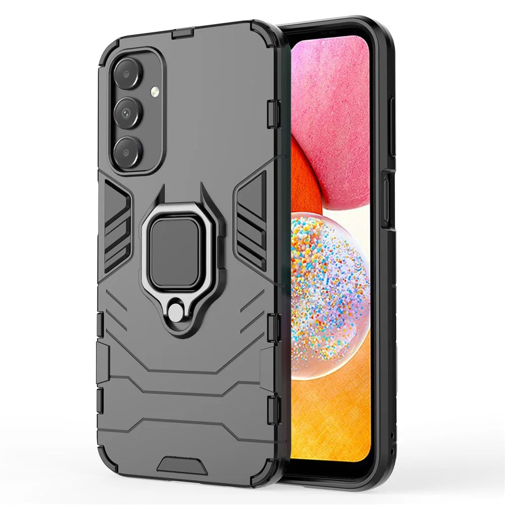 For Samsung Galaxy A15 4G Kickstand Case Ring Holder Cell Phone Cover - Black - 1