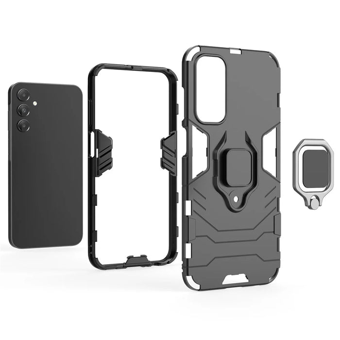 For Samsung Galaxy A15 4G Kickstand Case Ring Holder Cell Phone Cover - Black - 4
