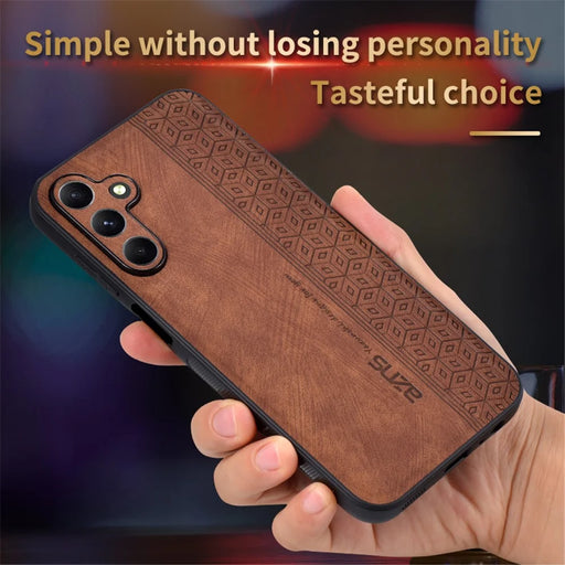 AZNS For Samsung Galaxy A15 4G Case Imprinted Pattern PU Leather+TPU Cell Phone Cover - Brown - 2
