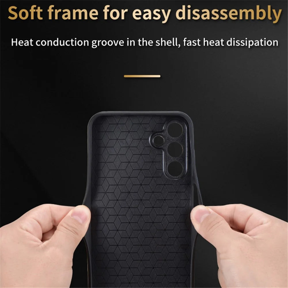 AZNS For Samsung Galaxy A15 4G Case Imprinted Pattern PU Leather+TPU Cell Phone Cover - Brown - 6