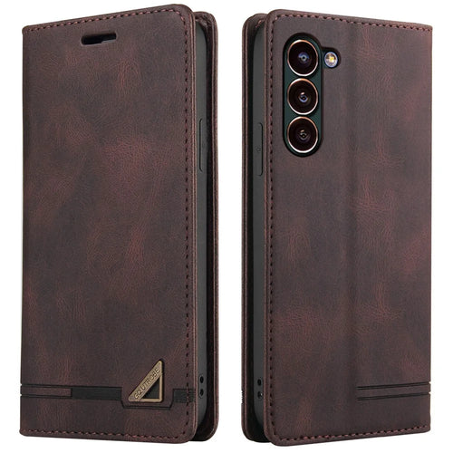 GQ.UTROBE 008 Series For Samsung Galaxy S24+ Case RFID Blocking PU Leather + TPU Skin-touch Cover - Coffee - 1