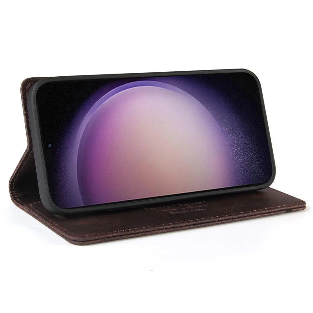 GQ.UTROBE 008 Series For Samsung Galaxy S24+ Case RFID Blocking PU Leather + TPU Skin-touch Cover - Coffee - 2