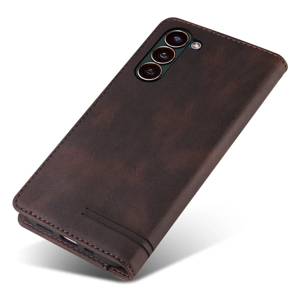 GQ.UTROBE 008 Series For Samsung Galaxy S24+ Case RFID Blocking PU Leather + TPU Skin-touch Cover - Coffee - 5