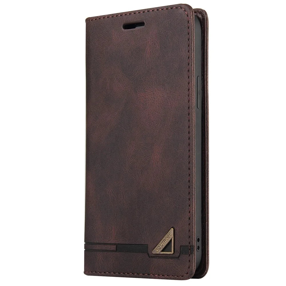 GQ.UTROBE 008 Series For Samsung Galaxy S24+ Case RFID Blocking PU Leather + TPU Skin-touch Cover - Coffee - 7