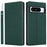 For Google Pixel 8 Pro Case Litchi Texture Genuine Cow Leather Phone Cover Wallet Stand with Strap - Green - 1