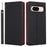 For Google Pixel 8 Case Litchi Texture Anti-scratch Genuine Cow Leather Phone Cover with Strap - Black - 1