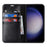 For Samsung Galaxy S23 FE Case Crazy Horse Texture Genuine Split Leather Phone Cover with Stand and Wallet - Black - 2
