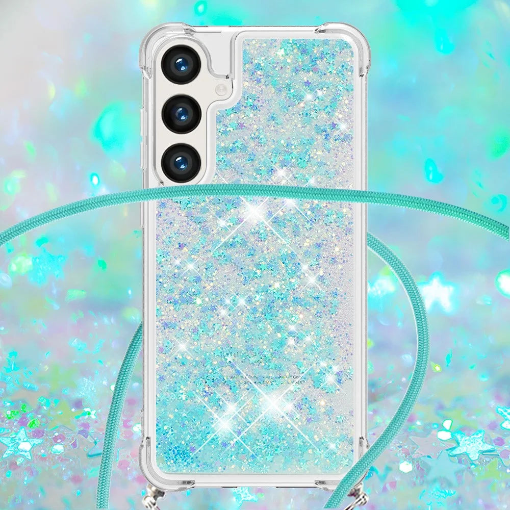 For Samsung Galaxy S24+ TPU Case Quicksand Design Phone Cover with Lanyard - Blue / Pentagram - 4