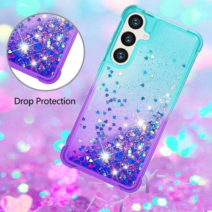 For Samsung Galaxy S24+ TPU Case Gradient Quicksand Phone Back Cover - Sky Blue+Purple - 5