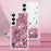 For Samsung Galaxy S24+ TPU Case Glitter Quicksand Shockproof Phone Back Cover - Rose Gold / Hearts - 7